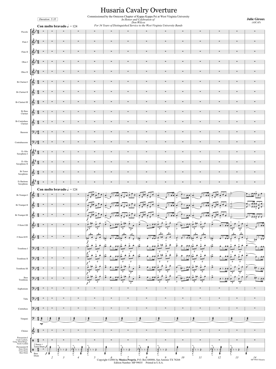 Husaria Cavalry Overture Score Page 1