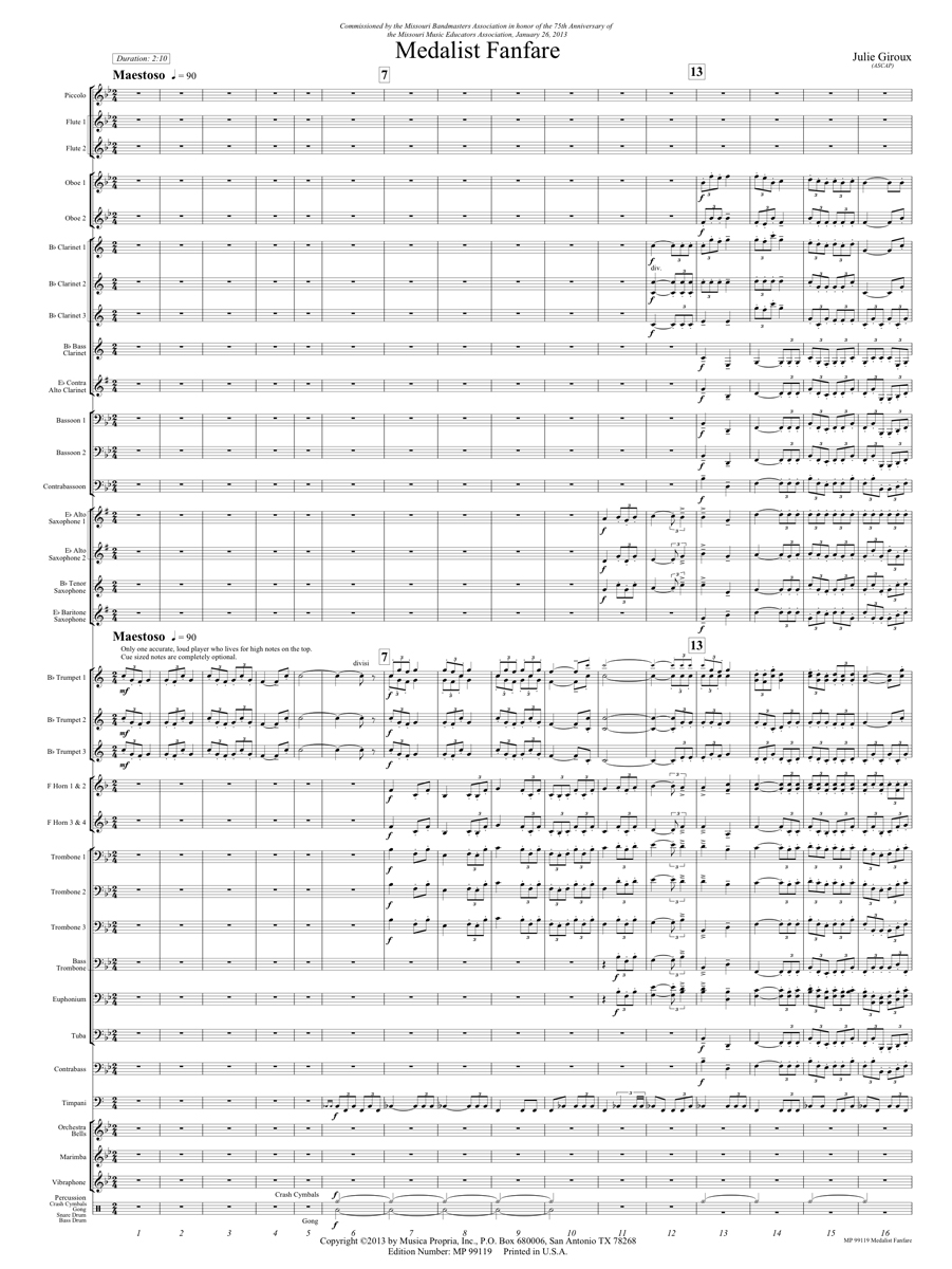 Medalist Fanfare Score page 1