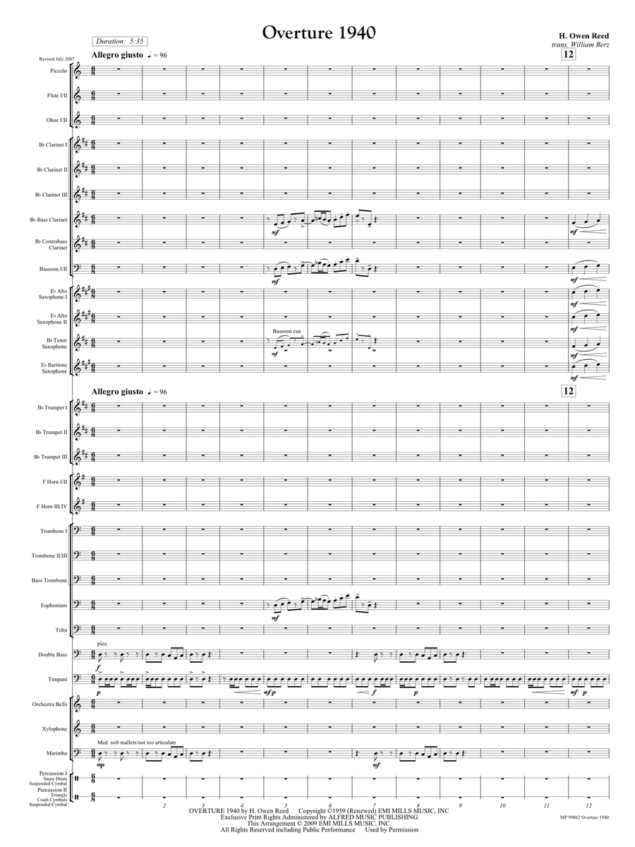 Overture 1940 Score page 1